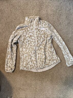 North Face Leopard Print Fleece Zip-Up Jacket